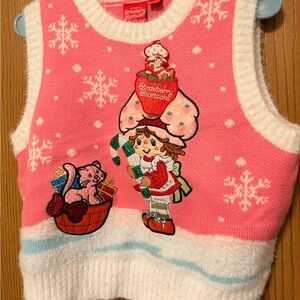 NWT Strawberry Shortcake Pink Knit Sweater Vest
